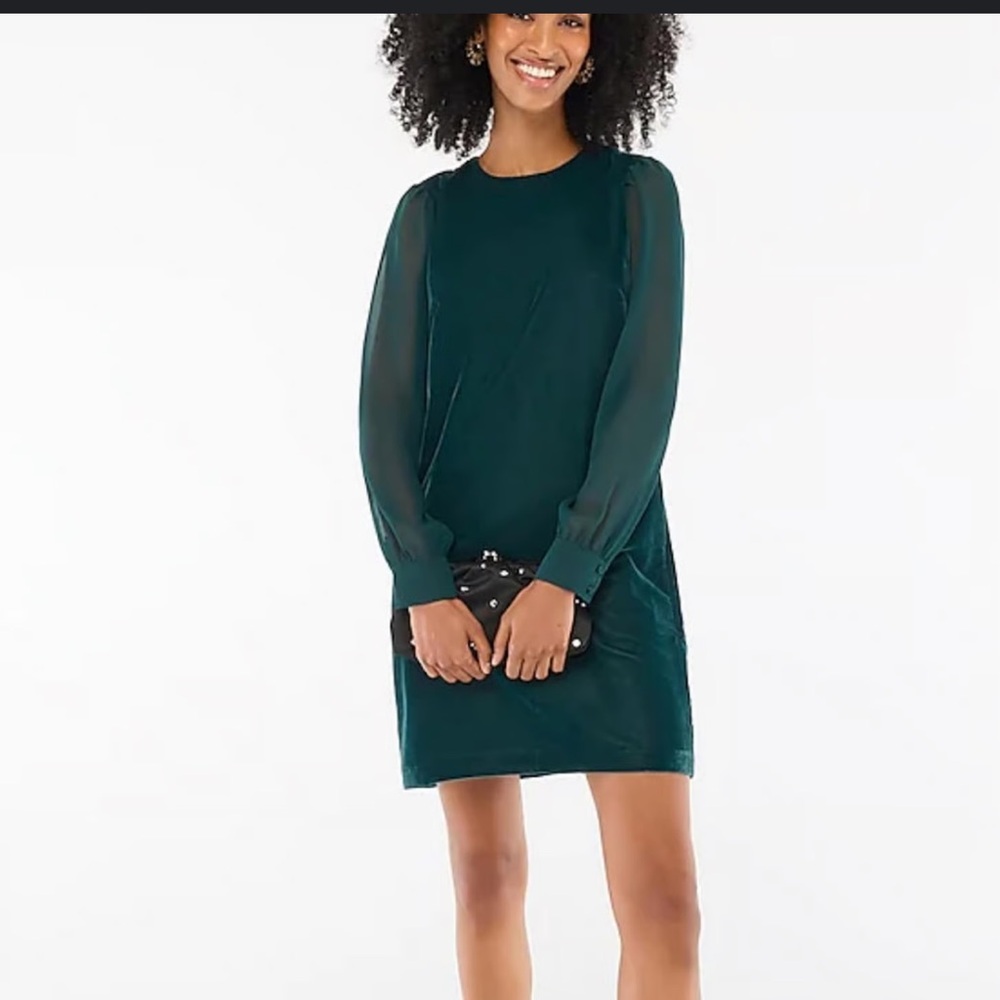 J Crew Velvet Green Shift Dress Size 0 Style ce630